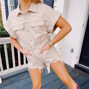 Denim distressed romper